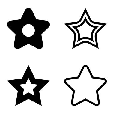 Yıldız Düz Simgesi Seti Beyaz Arkaplanda Ayrı Tutuldu