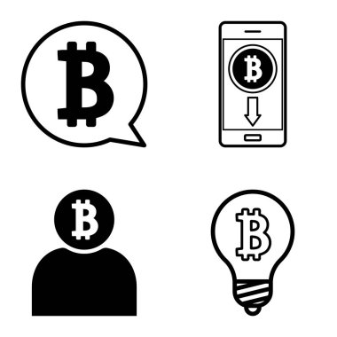 Bitcoins1-2 Düz Simge Seti Beyaz Arkaplanda İzole Edildi