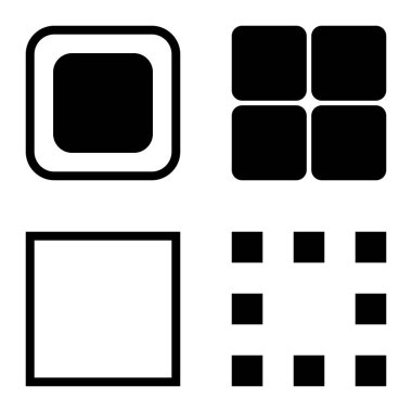 Kare Düz Simge Seti Beyaz Arkaplanda İzole Edildi