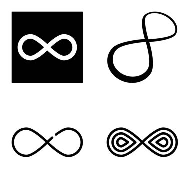 Sonsuz Düz Simge Seti Beyaz Arkaplanda İzole Edildi