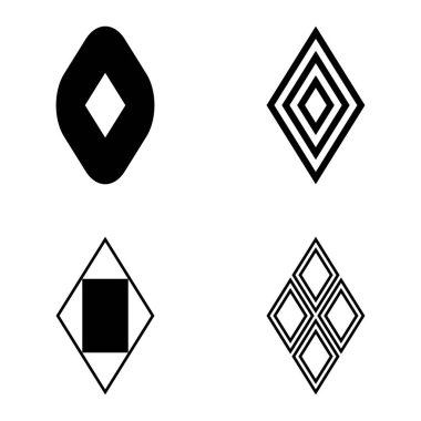 Rhombus Düz Simge Seti Beyaz Arkaplanda İzole Edildi