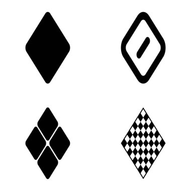 Rhombus Düz Simge Seti Beyaz Arkaplanda İzole Edildi