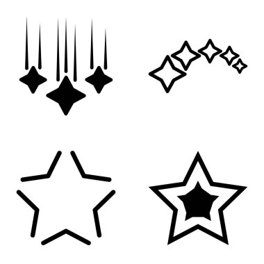 Yıldız1-2 Yıldız Şelalesi Düz Simge Seti Beyaz Arkaplanda İzole Edildi