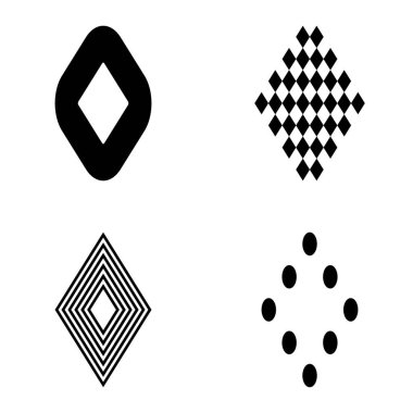 Rhombus Düz Simge Seti Beyaz Arkaplanda İzole Edildi