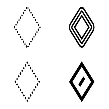 Rhombus Düz Simge Seti Beyaz Arkaplanda İzole Edildi