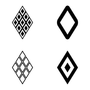 Rhombus Düz Simge Seti Beyaz Arkaplanda İzole Edildi