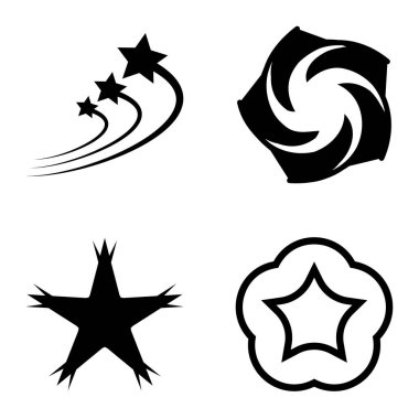 Yıldız1-2 Yıldız Şelalesi Düz Simge Seti Beyaz Arkaplanda İzole Edildi