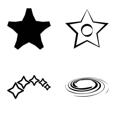 Yıldız1-2 Yıldız Şelalesi Düz Simge Seti Beyaz Arkaplanda İzole Edildi