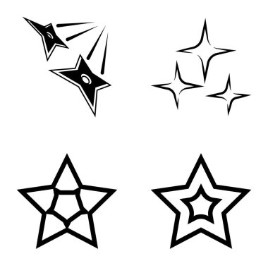 Yıldız1-2 Yıldız Şelalesi Düz Simge Seti Beyaz Arkaplanda İzole Edildi