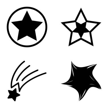 Yıldız1-2 Yıldız Şelalesi Düz Simge Seti Beyaz Arkaplanda İzole Edildi