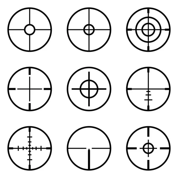 Crosshairs Düz Simge Seti Beyaz Arkaplanda İzole Edildi