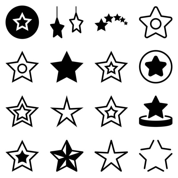 Stars Flat Icon Set Isolated On White Background