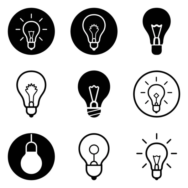 Bulbs3 Düz Simge Seti Beyaz Arkaplanda İzole Edildi