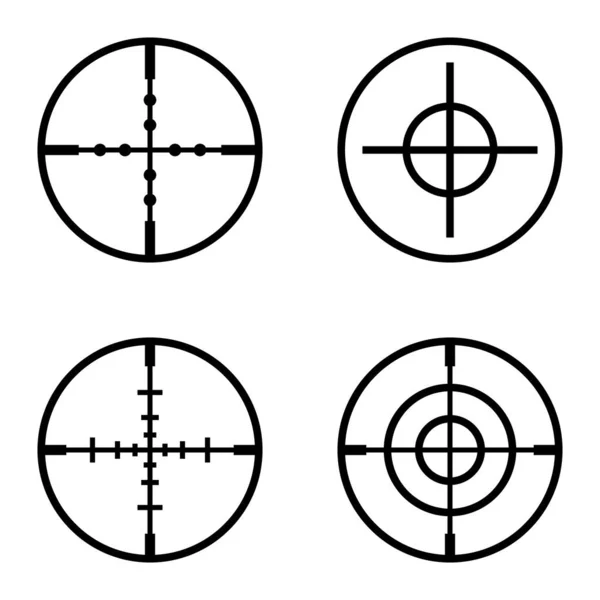 Crosshairs Platt Ikon Set Isolerad Vit Bakgrund — Stock vektor