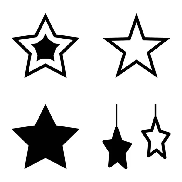 Stars Flat Icon Set Isolated White Background — Stock Vector