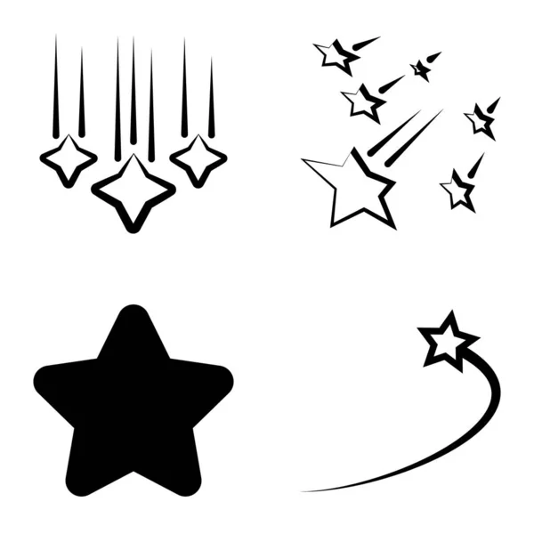 Stars1 2Starfall Flat Icon Set Isolated White Background — Stock Vector