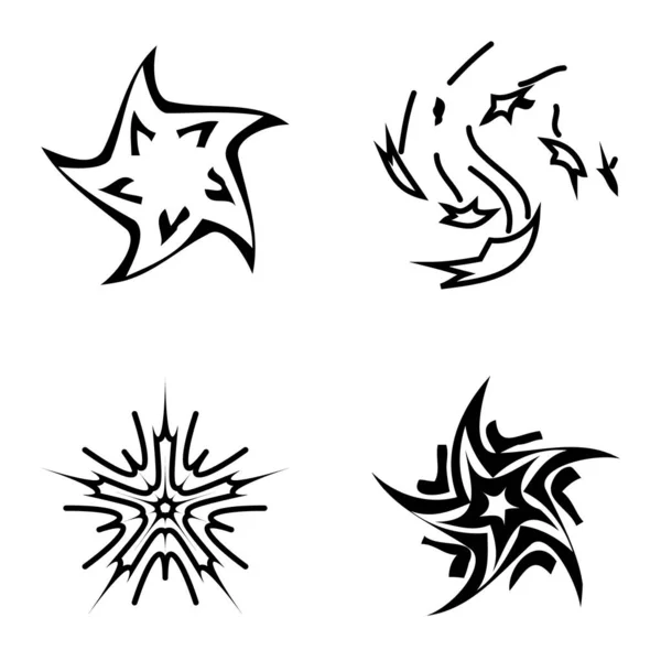 Stars1 2Starfall Icono Plano Conjunto Aislado Sobre Fondo Blanco — Vector de stock