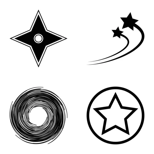 Stars1 2Starfall Icono Plano Conjunto Aislado Sobre Fondo Blanco — Vector de stock