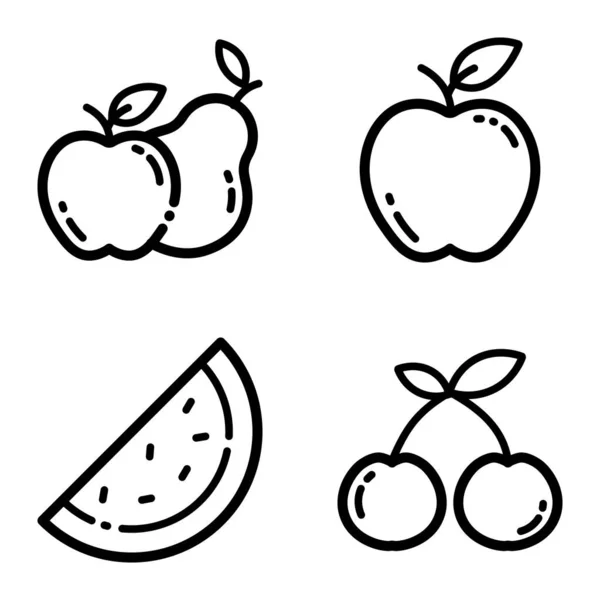 Set Iconos Planos Frutas Aislados Sobre Fondo Blanco — Archivo Imágenes Vectoriales