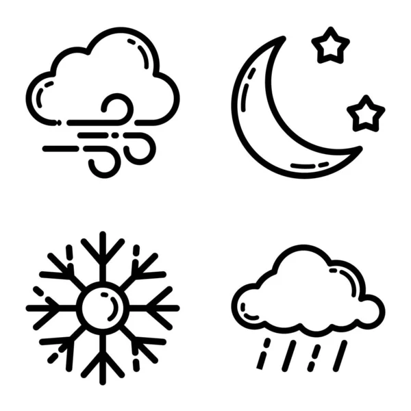 Weather Flat Icon Set Isolated White Background — Stock Vector