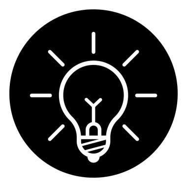 Ampul Fikri Ampul Düz Kabartma Simgesi Beyaz Arkaplanda İzole Edildi