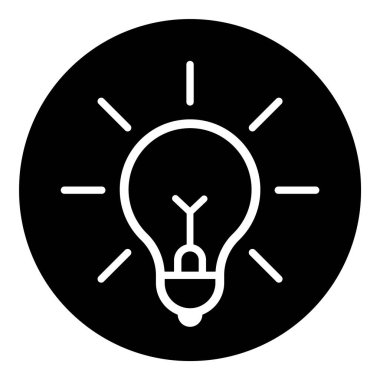 Ampul Fikri Ampul Düz Kabartma Simgesi Beyaz Arkaplanda İzole Edildi