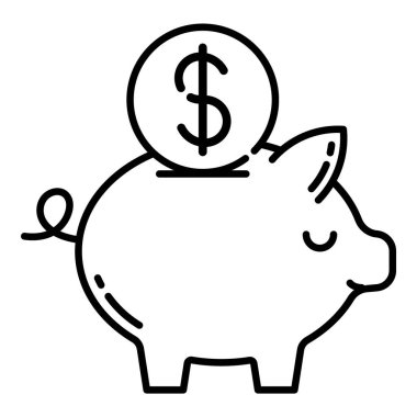 Parayı, beyaz arka planda izole edilmiş bir domuz kumbarasına koy.