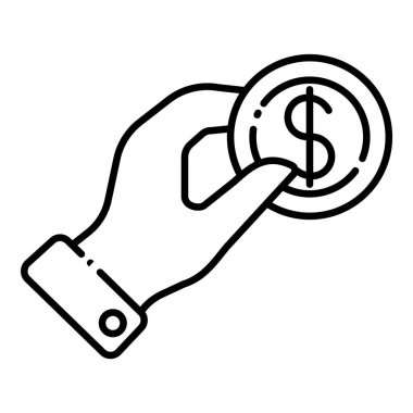 Bozuk Para Düz Simgesi ile Öde Beyaz Arkaplanda İzole Edildi