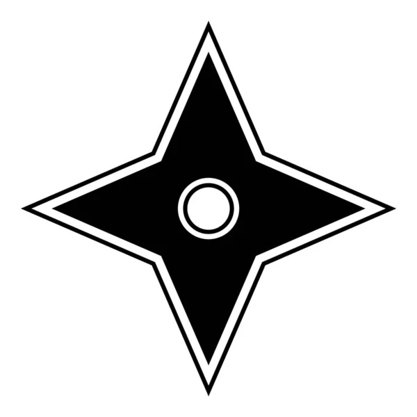 Ninja Shuriken Star Flat Ikon Isolerad Vit Bakgrund — Stock vektor