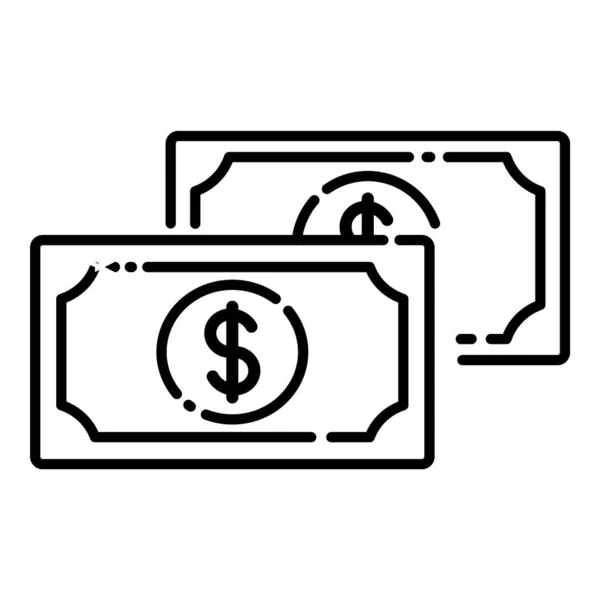 Λογαριασμοί Δολάριο Επίπεδη Εικονίδιο Απομονώνονται Λευκό Φόντο — Διανυσματικό Αρχείο