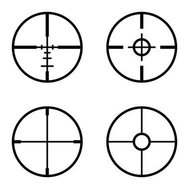 Crosshairs Düz Simge Seti Beyaz Arkaplanda İzole Edildi
