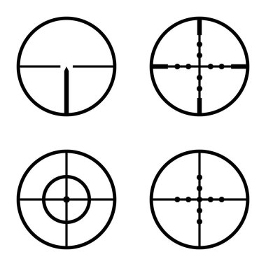 Crosshairs Düz Simge Seti Beyaz Arkaplanda İzole Edildi