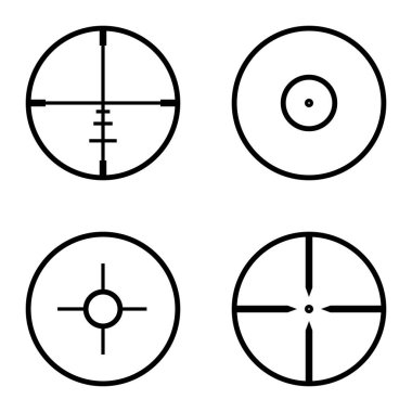 Crosshairs Düz Simge Seti Beyaz Arkaplanda İzole Edildi