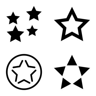 Yıldız Düz Simgesi Seti Beyaz Arkaplanda Ayrı Tutuldu