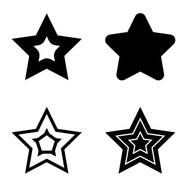 Yıldız Düz Simgesi Seti Beyaz Arkaplanda Ayrı Tutuldu