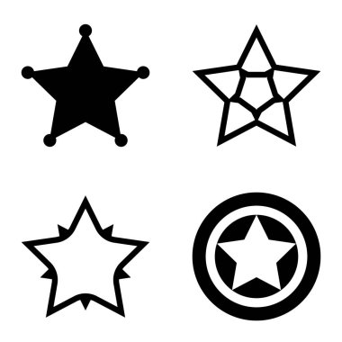 Yıldız Düz Simgesi Seti Beyaz Arkaplanda Ayrı Tutuldu