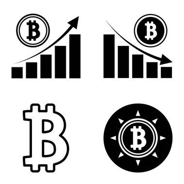 Bitcoins1-2 Düz Simge Seti Beyaz Arkaplanda İzole Edildi