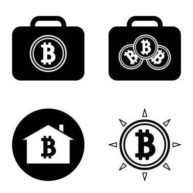 Bitcoins1-2 Düz Simge Seti Beyaz Arkaplanda İzole Edildi