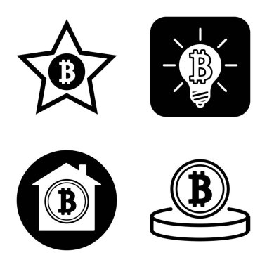 Bitcoins1-2 Düz Simge Seti Beyaz Arkaplanda İzole Edildi