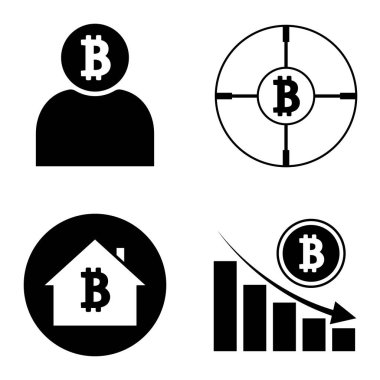 Bitcoins1-2 Düz Simge Seti Beyaz Arkaplanda İzole Edildi