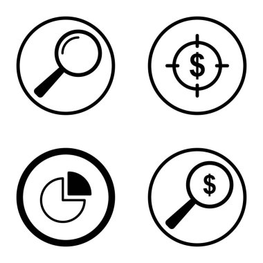 Daireler 1-2 Düz Simge Seti Beyaz Arkaplanda İzole Edildi