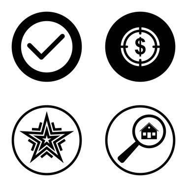 Daireler 1-2 Düz Simge Seti Beyaz Arkaplanda İzole Edildi