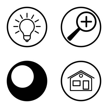 Daireler 1-2 Düz Simge Seti Beyaz Arkaplanda İzole Edildi