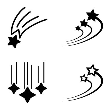 Yıldız Şelalesi Düz Simge Seti Beyaz Arkaplanda İzole Edildi