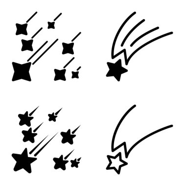 Yıldız Şelalesi Düz Simge Seti Beyaz Arkaplanda İzole Edildi