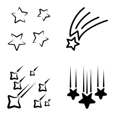 Yıldız Şelalesi Düz Simge Seti Beyaz Arkaplanda İzole Edildi