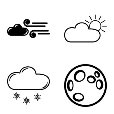 Hava Durumu Düz Simgesi Beyaz Arkaplanda İzole Edildi