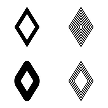 Rhombus Düz Simge Seti Beyaz Arkaplanda İzole Edildi