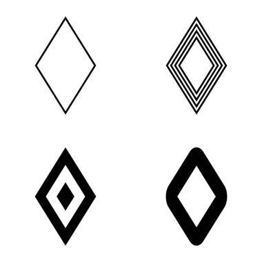 Rhombus Düz Simge Seti Beyaz Arkaplanda İzole Edildi