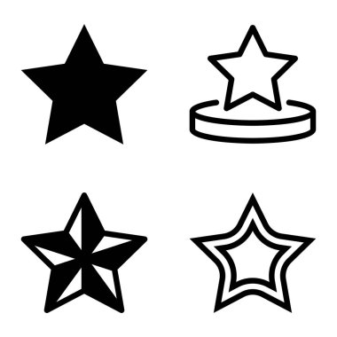 Yıldız1-2 Yıldız Şelalesi Düz Simge Seti Beyaz Arkaplanda İzole Edildi